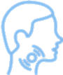 Outline of head with sound waves icon